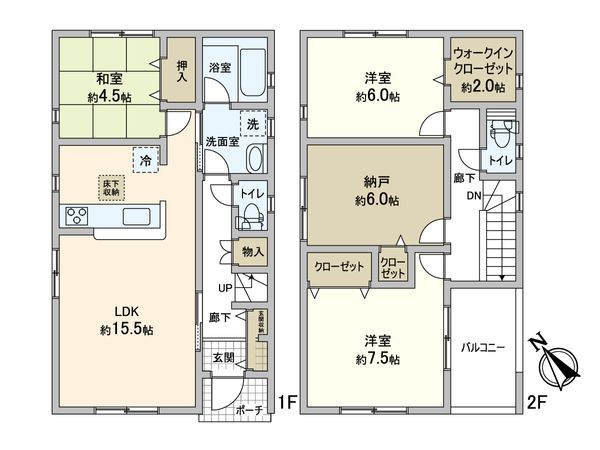 三郷市戸ケ崎3丁目 新築戸建 3号棟 間取図(平面図) 三郷市戸ケ崎3丁目 新築戸建 3号棟 間取図(平面図)