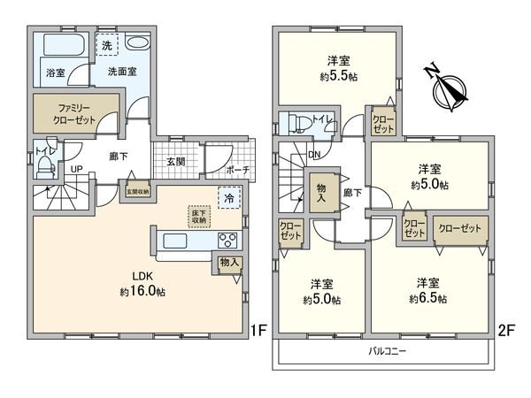 三郷市戸ケ崎3丁目 新築戸建 2号棟 間取図(平面図) 三郷市戸ケ崎3丁目 新築戸建 2号棟 間取図(平面図)