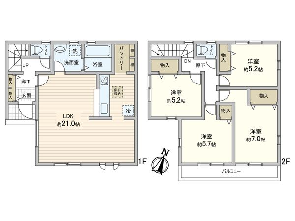 三郷市彦糸1丁目 新築戸建 2号棟 間取図(平面図) 三郷市彦糸1丁目 新築戸建 2号棟 間取図(平面図)
