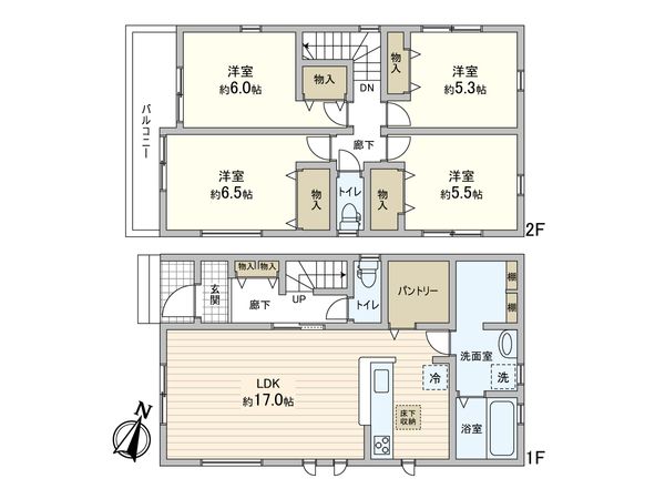 三郷市彦糸1丁目 新築戸建 1号棟 間取図(平面図) 三郷市彦糸1丁目 新築戸建 1号棟 間取図(平面図)