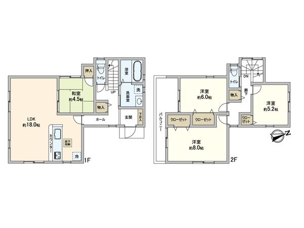 松戸市東平賀 新築戸建 5号棟 間取図(平面図) 間取図(平面図)