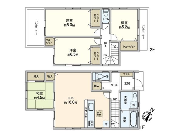 松戸市東平賀 新築戸建 4号棟 間取図(平面図) 間取図(平面図)