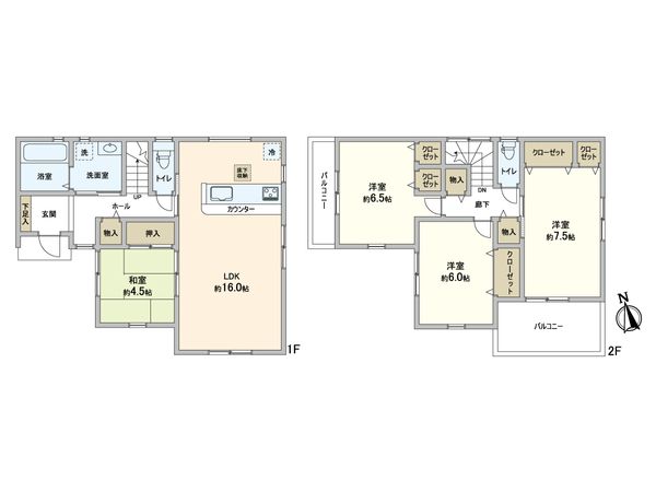 松戸市東平賀 新築戸建 3号棟 間取図(平面図) 間取図(平面図)