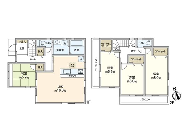 松戸市東平賀 新築戸建 2号棟 間取図(平面図) 間取図(平面図)