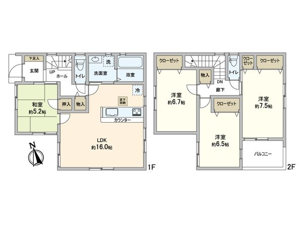 松戸市東平賀 新築戸建 1号棟 間取図(平面図) 間取図(平面図)