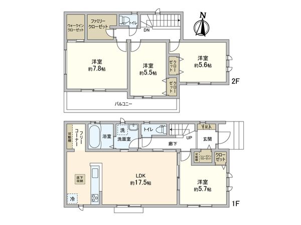 松戸市馬橋 新築戸建 B号棟 間取図(平面図) 松戸市馬橋 新築戸建 B号棟 間取図(平面図)