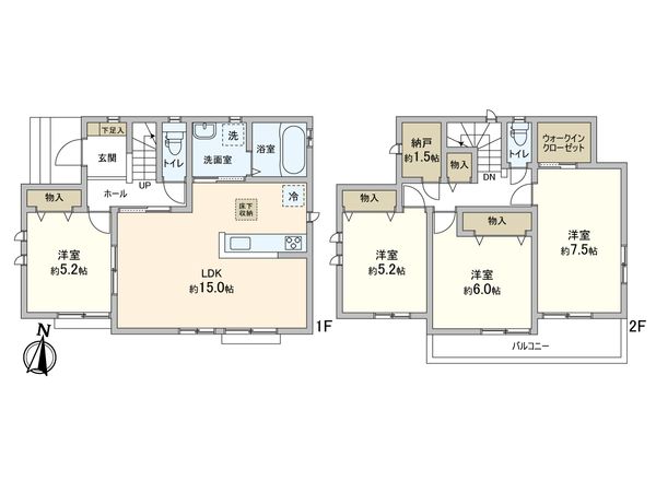 三郷市上彦名 新築戸建 A号棟 間取図(平面図)