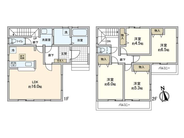 三郷市早稲田5丁目 新築戸建 1号棟 間取図(平面図)