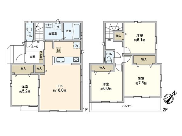 三郷市番匠免1丁目 新築戸建 D号棟 間取図(平面図) 間取図(平面図)