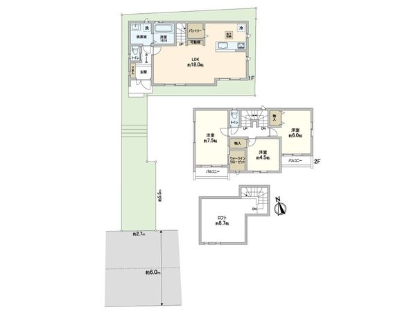 流山市南流山5丁目 新築戸建 1号棟 間取図(平面図) 流山市南流山5丁目 新築戸建 1号棟 間取図(平面図)