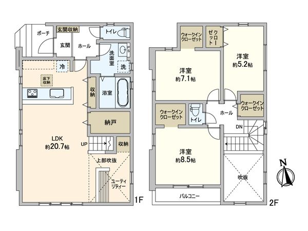 松戸市西馬橋3丁目 新築戸建 2号棟 間取図(平面図) 松戸市西馬橋3丁目 新築戸建 2号棟 間取図(平面図)