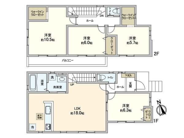三郷市早稲田8丁目 新築戸建 1号棟 間取図(平面図) 三郷市早稲田8丁目 新築戸建 1号棟 間取図(平面図)