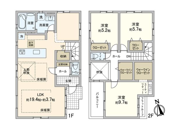 三郷市早稲田4丁目 新築戸建 3号棟 間取図(平面図) 三郷市早稲田4丁目 新築戸建 3号棟 間取図(平面図)