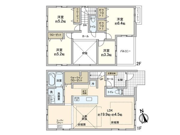 三郷市早稲田4丁目 新築戸建 2号棟 間取図(平面図) 三郷市早稲田4丁目 新築戸建 2号棟 間取図(平面図)