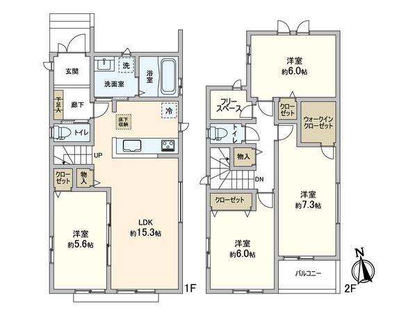 松戸市新松戸南1丁目 新築戸建 D号棟 間取図(平面図) 松戸市新松戸南1丁目 新築戸建 D号棟 間取図(平面図)