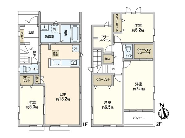 松戸市新松戸南1丁目 新築戸建 C号棟 間取図(平面図) 松戸市新松戸南1丁目 新築戸建 C号棟 間取図(平面図)