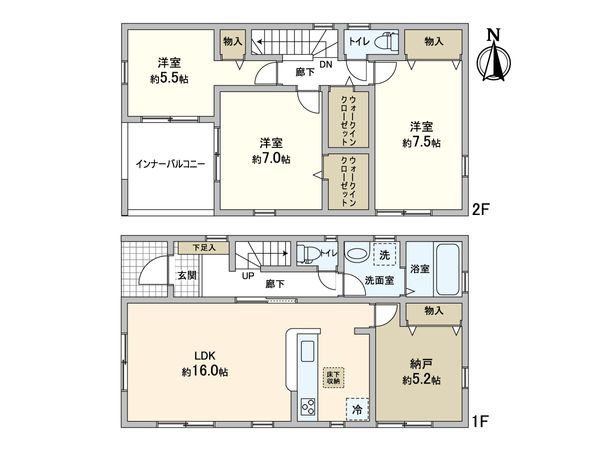 松戸市小金原2丁目 新築戸建 1号棟 間取図(平面図) 松戸市小金原2丁目 新築戸建 1号棟 間取図(平面図)