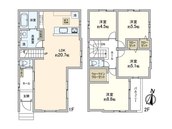 三郷市谷口 新築戸建 1号棟 間取図(平面図) 三郷市谷口 新築戸建 1号棟 間取図(平面図)