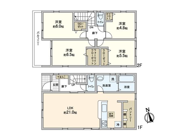 松戸市小金原2丁目 新築戸建 2号棟 間取図(平面図) 松戸市小金原2丁目 新築戸建 2号棟 間取図(平面図)
