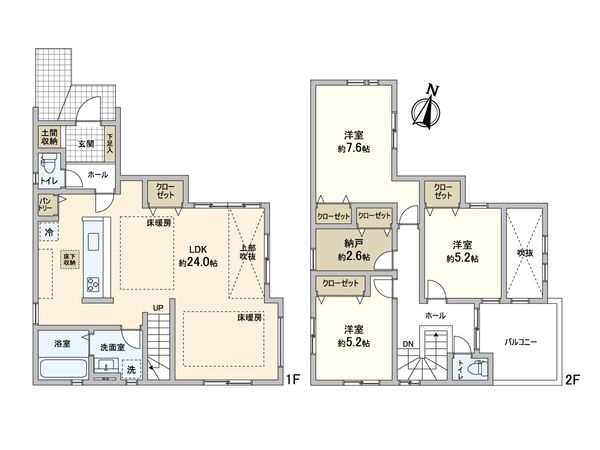松戸市新松戸1丁目 新築戸建 1号棟 間取図(平面図) 松戸市新松戸1丁目 新築戸建 1号棟 間取図(平面図)