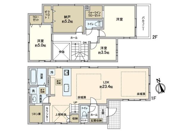 松戸市新松戸南2丁目 新築戸建 1号棟 間取図(平面図) 松戸市新松戸南2丁目 新築戸建 1号棟 間取図(平面図)