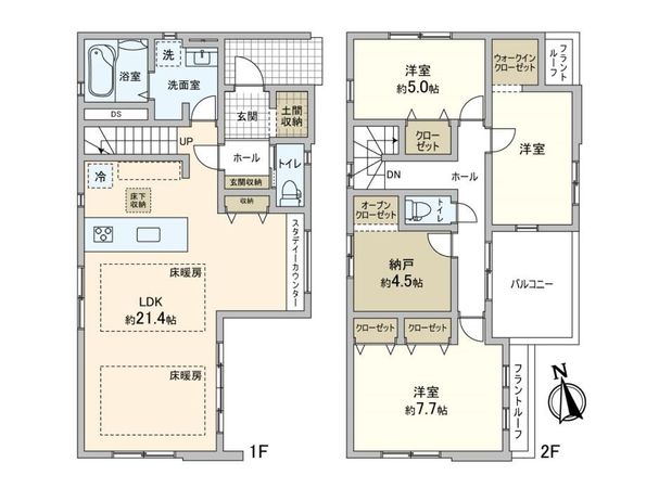 松戸市新松戸南2丁目 新築戸建 3号棟 間取図(平面図) 松戸市新松戸南2丁目 新築戸建 3号棟 間取図(平面図)