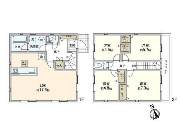 三郷市幸房 新築戸建 1号棟 間取図(平面図) 三郷市幸房 新築戸建 1号棟 間取図(平面図)
