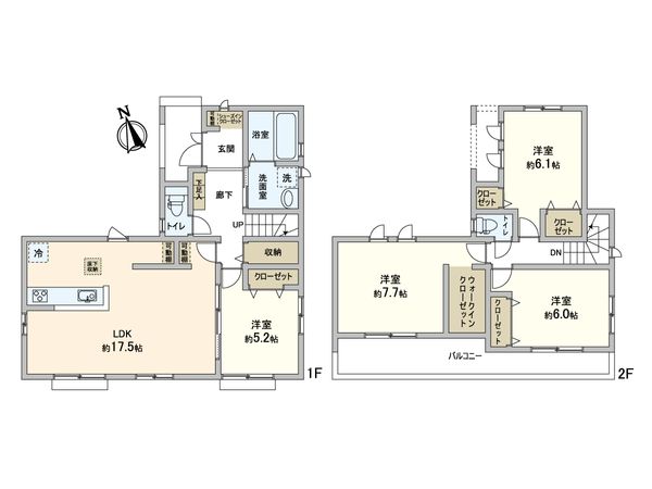三郷市早稲田4丁目 新築戸建 1号棟 間取図(平面図) 三郷市早稲田4丁目 新築戸建 1号棟 間取図(平面図)