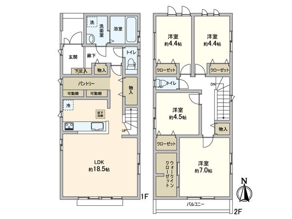松戸市八ケ崎5丁目 新築戸建 2号棟 間取図(平面図) 松戸市八ケ崎5丁目 新築戸建 2号棟 間取図(平面図)