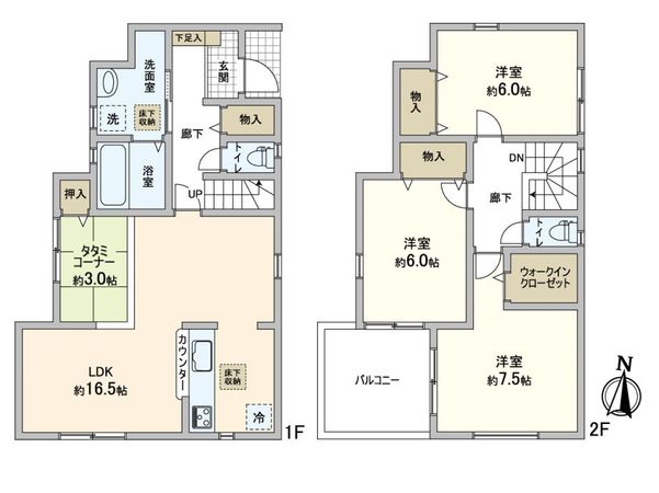 三郷市彦成1丁目 新築戸建 2号棟 間取図(平面図) 三郷市彦成1丁目 新築戸建 2号棟 間取図(平面図)