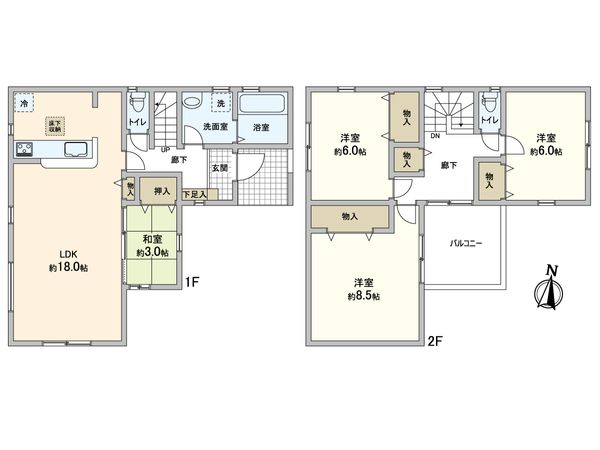 三郷市彦成1丁目 新築戸建 5号棟 間取図(平面図) 三郷市彦成1丁目 新築戸建 5号棟 間取図(平面図)