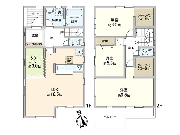 松戸市新松戸7丁目 新築戸建 1号棟 間取図(平面図) 松戸市新松戸7丁目 新築戸建 1号棟 間取図(平面図)