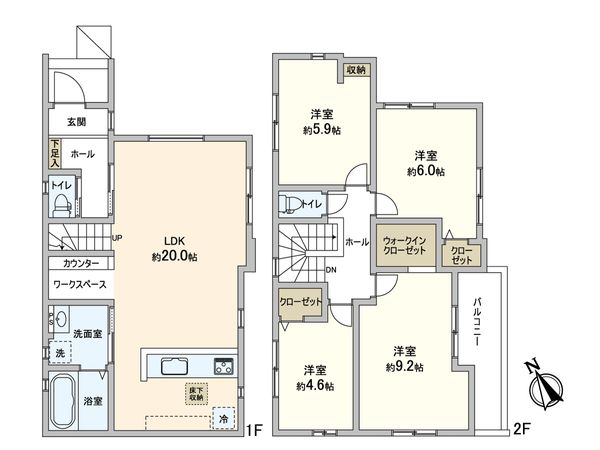 松戸市横須賀1丁目 新築戸建 1号棟 間取図(平面図) 松戸市横須賀1丁目 新築戸建 1号棟 間取図(平面図)