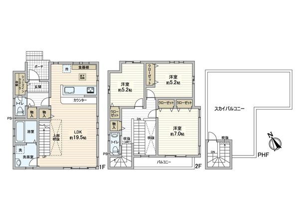 三郷市早稲田6丁目 戸建 間取図(平面図) 三郷市早稲田6丁目 戸建 間取図(平面図)