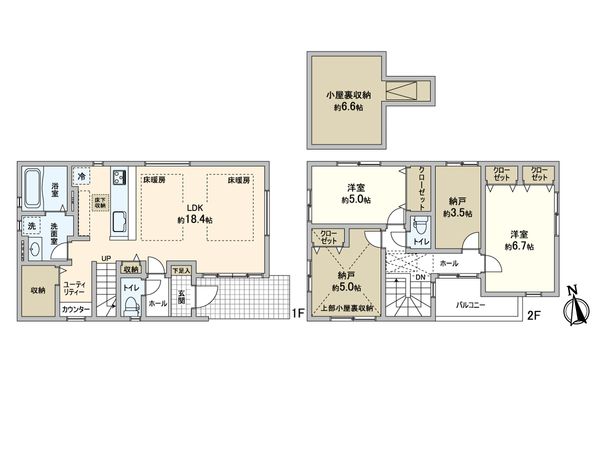 流山市南流山7丁目 新築戸建 2号棟 間取図(平面図) 流山市南流山7丁目 新築戸建 2号棟 間取図(平面図)