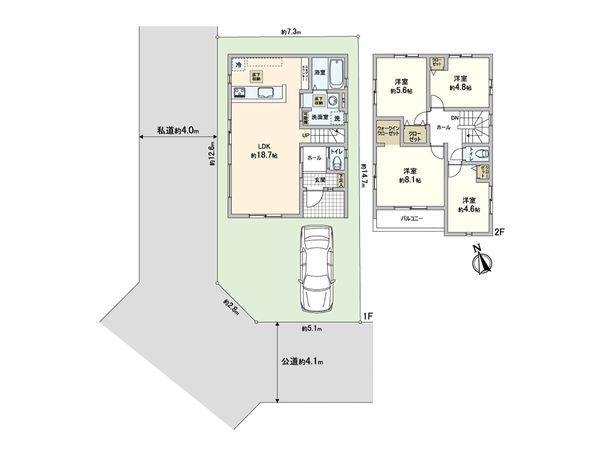 松戸市西馬橋4丁目 新築戸建 間取図(平面図) 松戸市西馬橋4丁目 新築戸建 間取図(平面図)