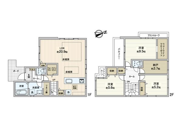 松戸市新松戸南1丁目 新築戸建 間取図(平面図) 松戸市新松戸南1丁目 新築戸建 間取図(平面図)
