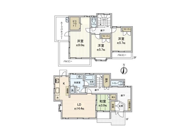 松戸市中金杉4丁目 戸建 間取図(平面図)