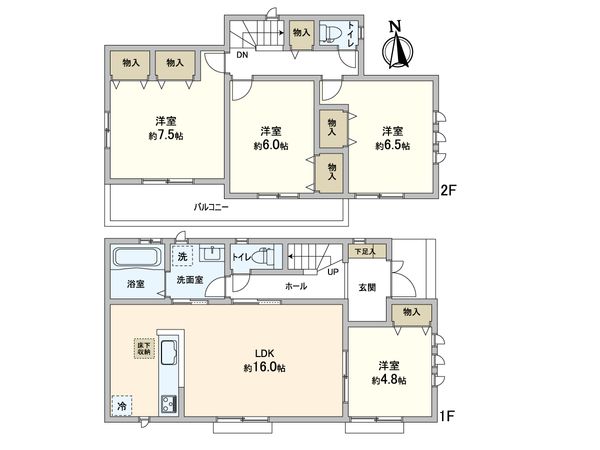 三郷市早稲田7丁目 新築戸建 1号棟 間取図(平面図) 三郷市早稲田7丁目 新築戸建 1号棟 間取図(平面図)