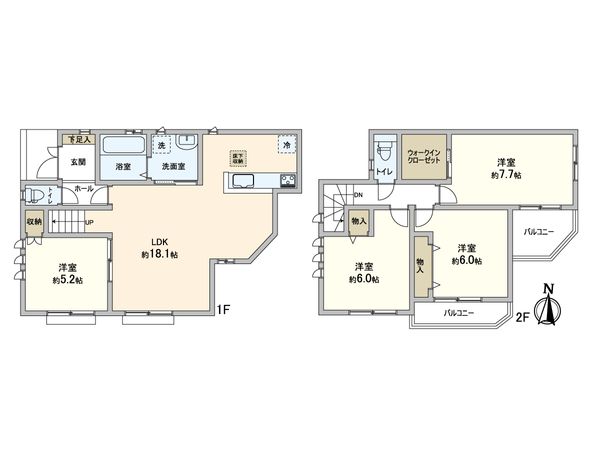 松戸市幸田4丁目 新築戸建 F号棟 間取図(平面図) 松戸市幸田4丁目 新築戸建 F号棟 間取図(平面図)