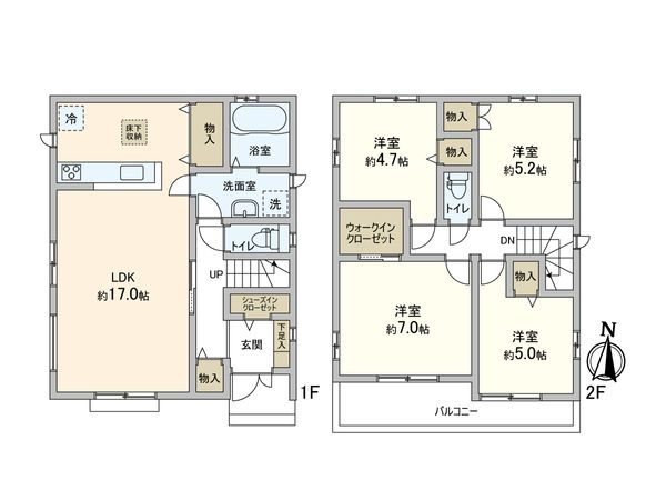 松戸市幸田4丁目 新築戸建 C号棟 間取図(平面図) 松戸市幸田4丁目 新築戸建 C号棟 間取図(平面図)