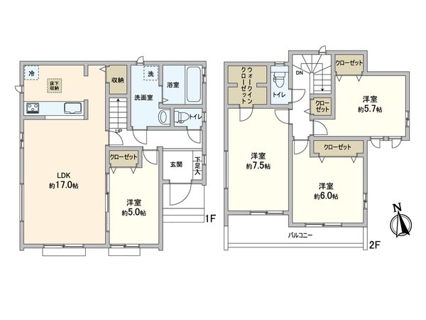 松戸市新松戸6丁目 新築戸建 B号棟 間取図(平面図)