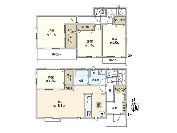 松戸市新松戸6丁目 新築戸建 A号棟 間取図(平面図)