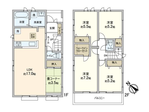 松戸市小金原5丁目 新築戸建 F号棟 間取図(平面図) 松戸市小金原5丁目 新築戸建 F号棟 間取図(平面図)