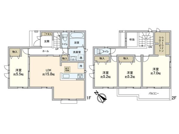 松戸市小金原5丁目 新築戸建 A号棟 間取図(平面図) 松戸市小金原5丁目 新築戸建 A号棟 間取図(平面図)