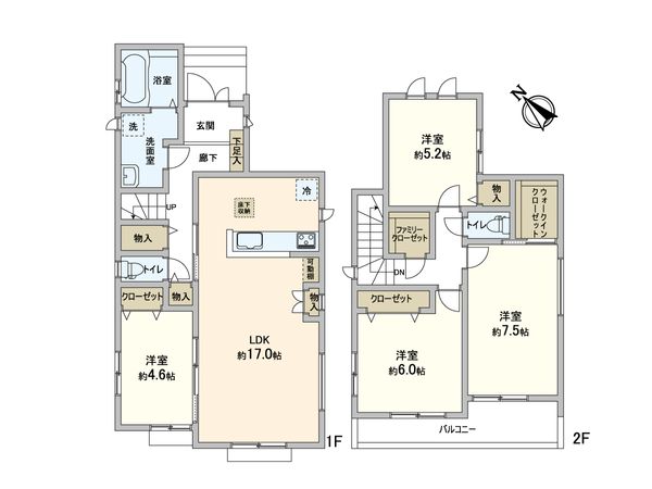 松戸市八ケ崎3丁目 新築戸建 B号棟 間取図(平面図) 松戸市八ケ崎3丁目 新築戸建 B号棟 間取図(平面図)