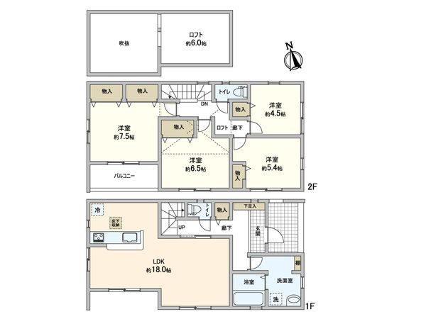 三郷市早稲田3丁目 新築戸建 1号棟 間取図(平面図) 三郷市早稲田3丁目 新築戸建 1号棟 間取図(平面図)