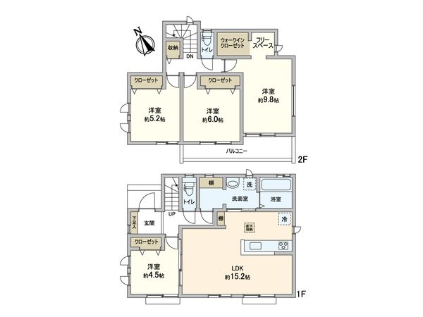 松戸市栄町8丁目 新築戸建 L号棟 間取図(平面図) 松戸市栄町8丁目 新築戸建 L号棟 間取図(平面図)