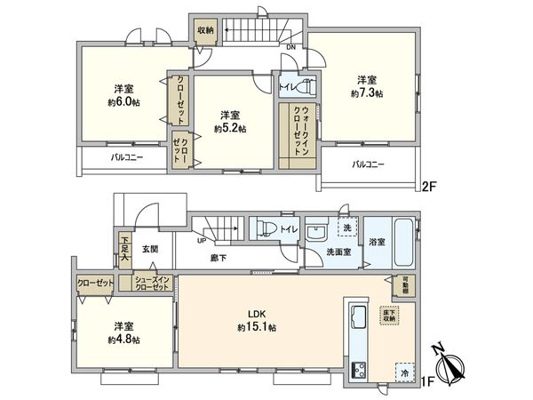 松戸市栄町8丁目 新築戸建 K号棟 間取図(平面図) 松戸市栄町8丁目 新築戸建 K号棟 間取図(平面図)