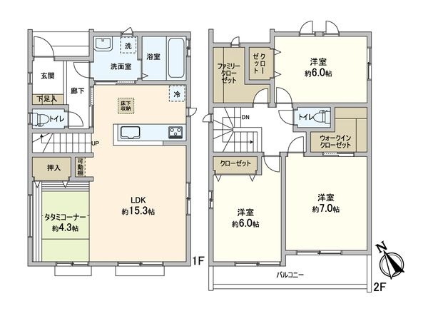松戸市栄町8丁目 新築戸建 J号棟 間取図(平面図) 松戸市栄町8丁目 新築戸建 J号棟 間取図(平面図)